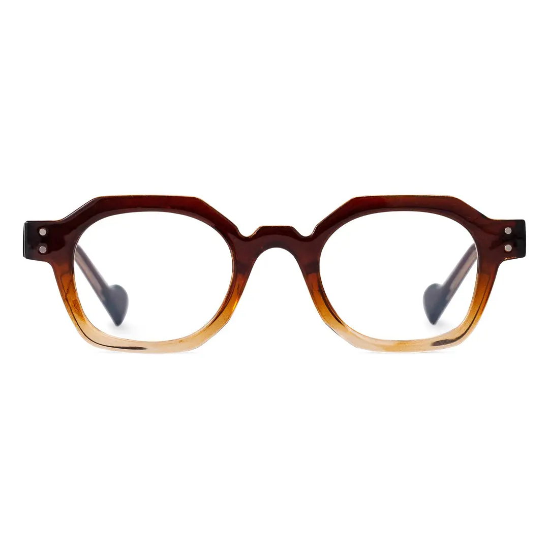 Front view of Kiri vintage geometric tr90 eyeglasses GR0092308 in brown