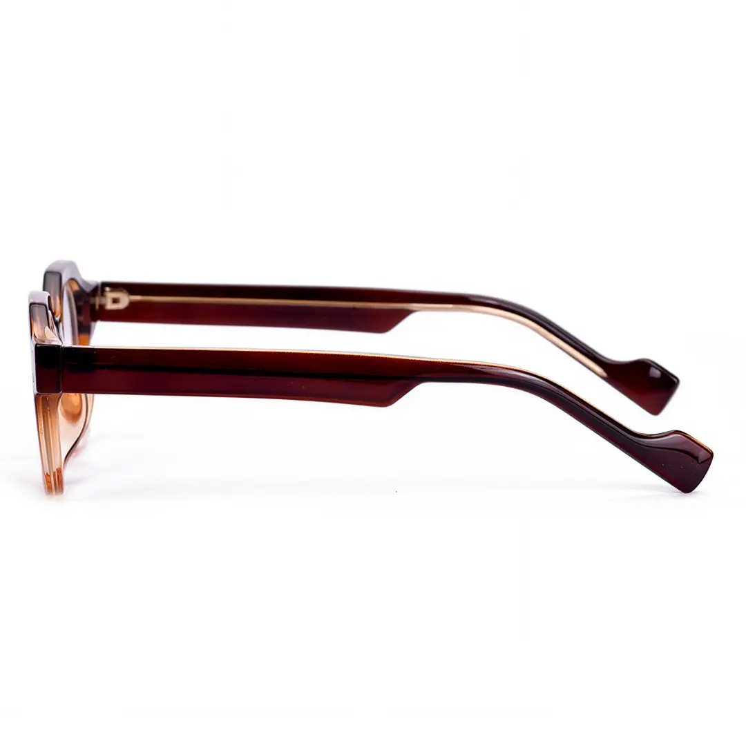 Side view of Kiri vintage geometric tr90 eyeglasses GR0092308 in brown