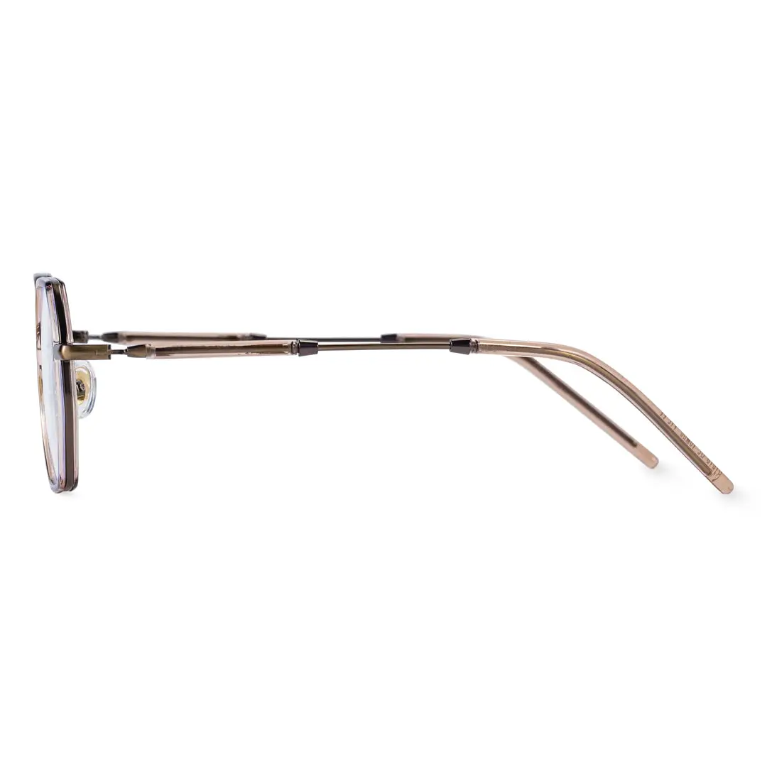 Side view of Koi geometric tr90 eyeglasses GR0102308 in brown