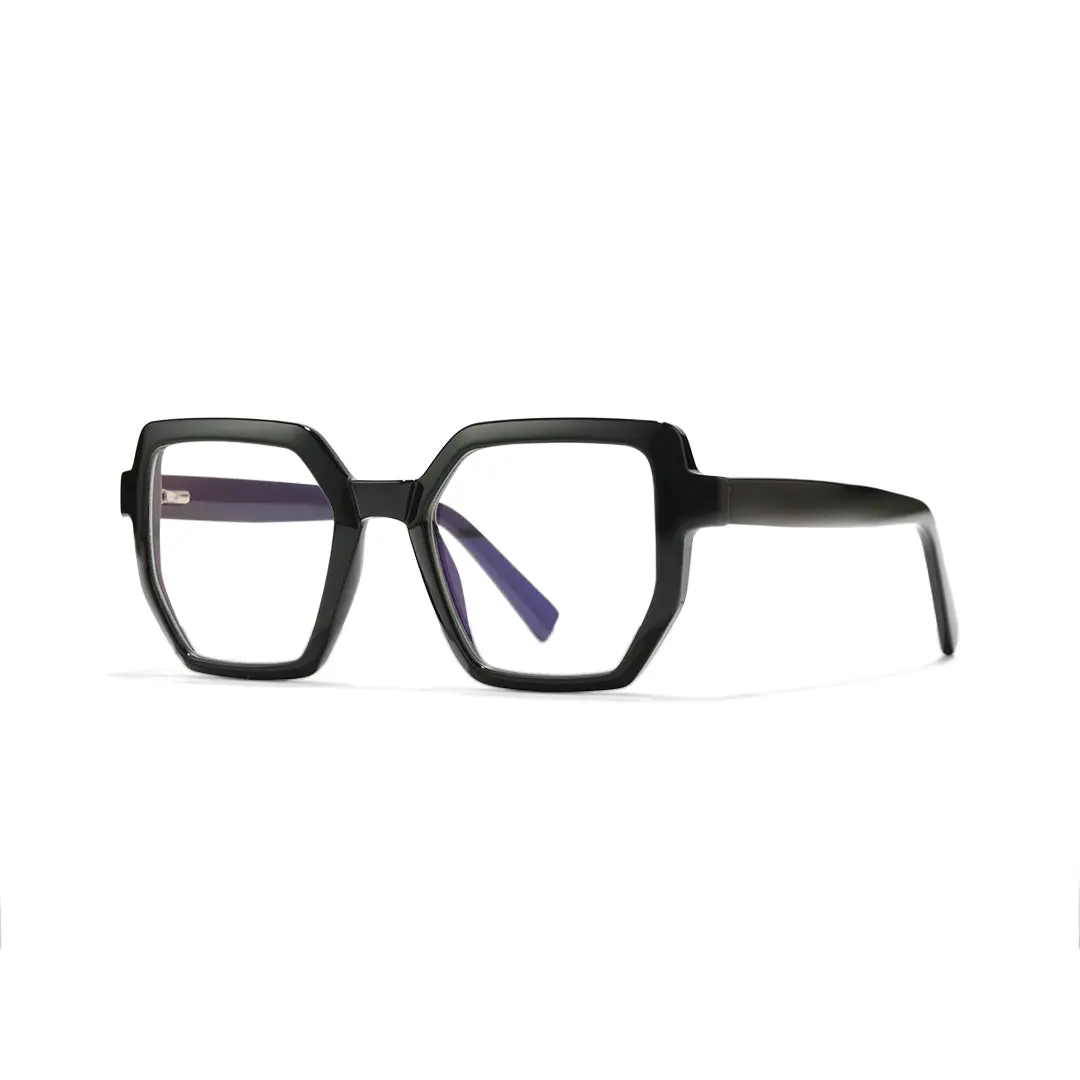 Angle view of Lila geometric tr90 eyeglasses GR0202502 in black