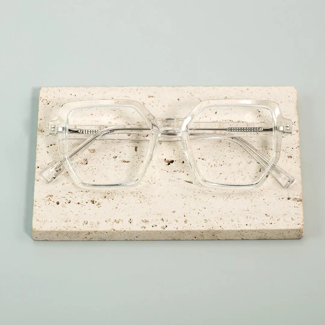 Front folded view of Lila geometric tr90 eyeglasses GR0202502 in clear