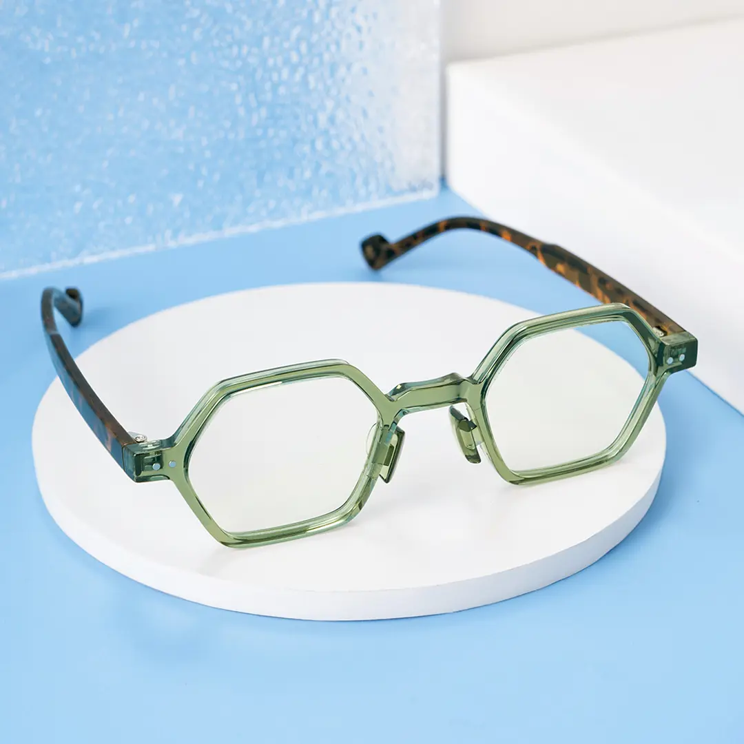 Scene view of Milio vintage geometric tr90 eyeglasses GR0232302 in army green