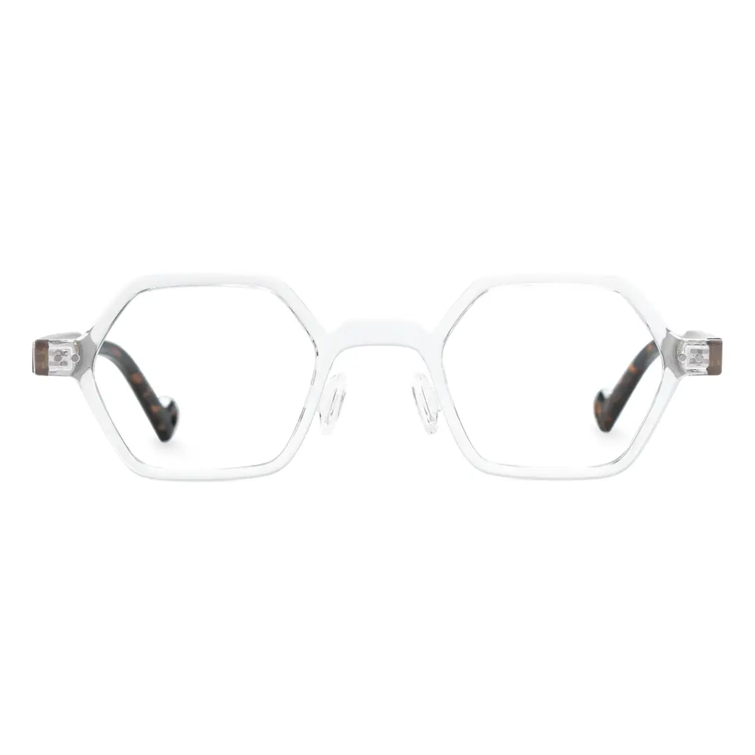 Front view of Milio geometric tr90 eyeglasses GR0232302 in clear