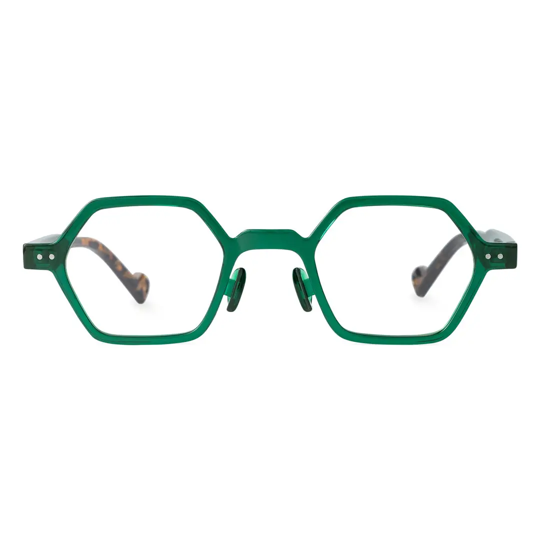 Front view of Milio geometric tr90 eyeglasses GR0232302 in green