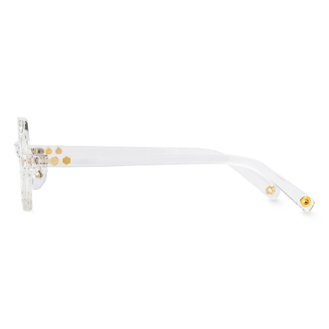 Side view of Tau vintage geometric tr90 eyeglasses GR0302308 in white