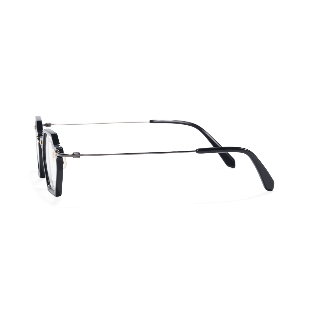 Side view of Lucky geometric titanium eyeglasses GT0032306 in black