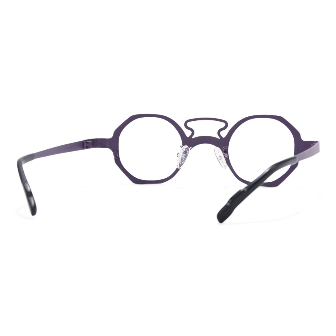 Back view of Dolores vintage geometric titanium eyeglasses GT0062407 in light purple