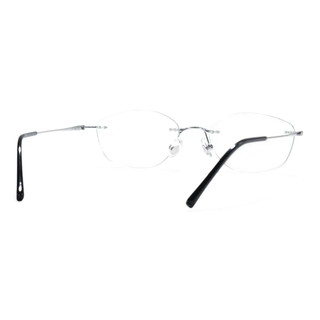 Back view of Willa geometric titanium eyeglasses GT0092603 in silver