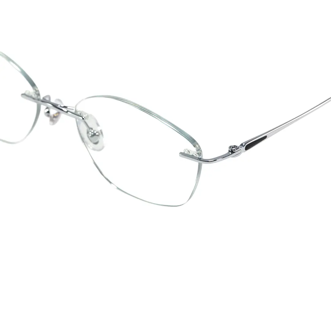 End piece detail of Willa geometric titanium eyeglasses GT0092603 in silver