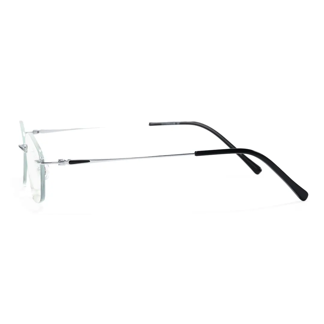 Side view of Willa geometric titanium eyeglasses GT0092603 in silver