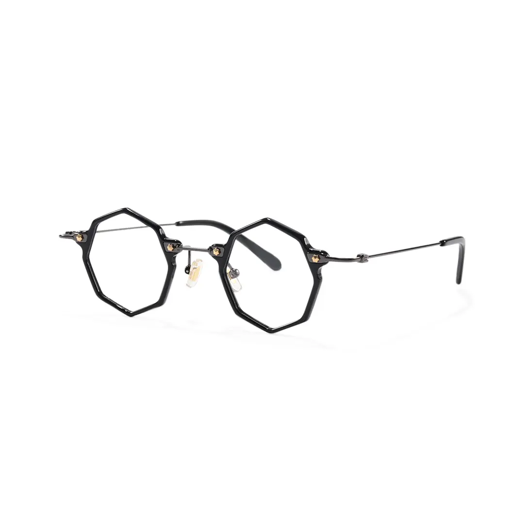 Angle view of Union steampunk geometric titanium eyeglasses GT0332411 in black