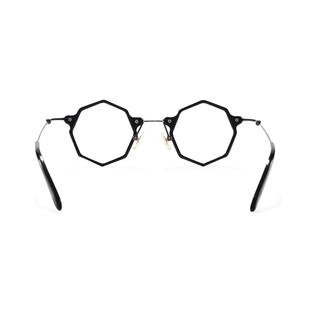 Back view of Union steampunk geometric titanium eyeglasses GT0332411 in black