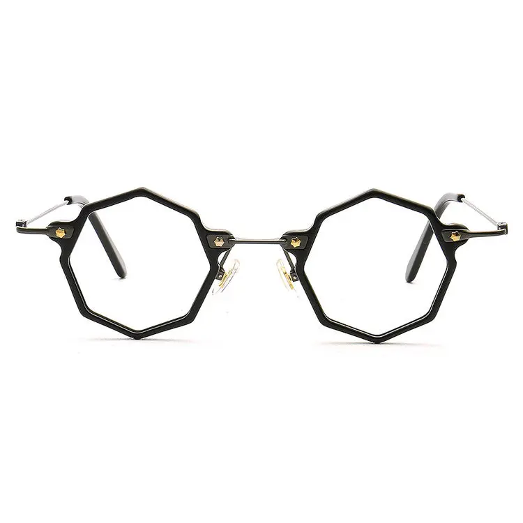 Front view of Union steampunk geometric titanium eyeglasses GT0332411 in black