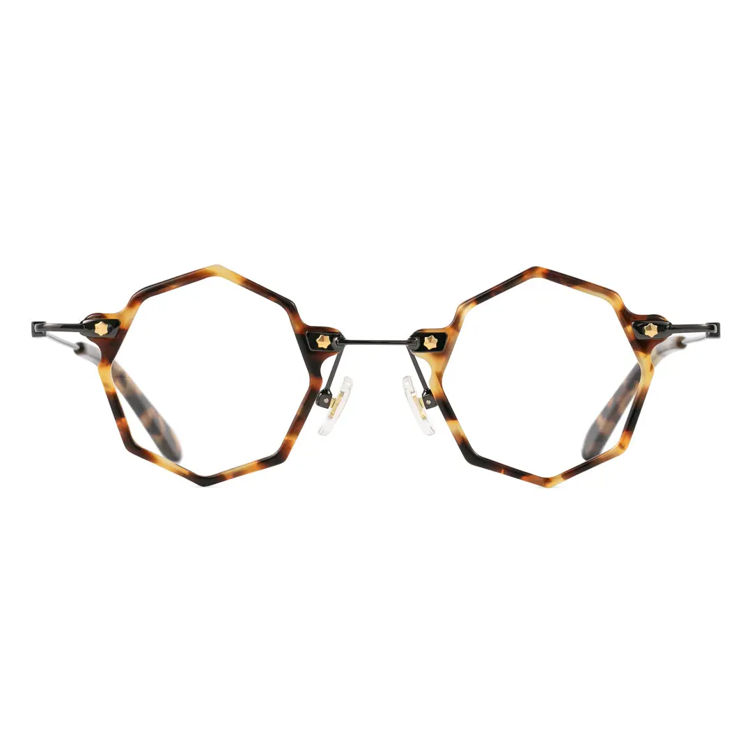 Front view of Union steampunk geometric titanium eyeglasses GT0332411 in tortoise