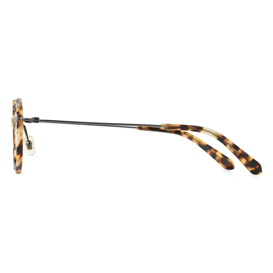 Side view of Union steampunk geometric titanium eyeglasses GT0332411 in tortoise