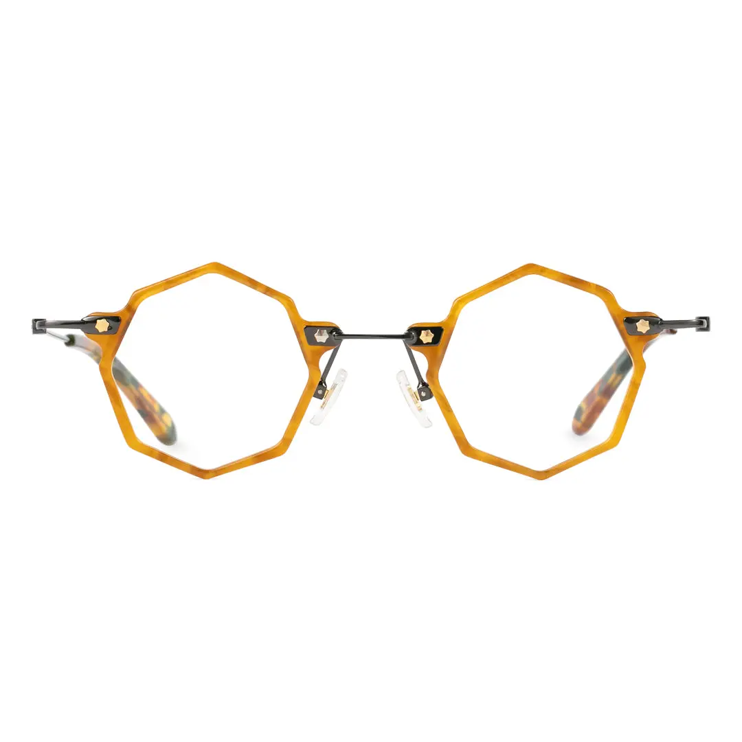 Front view of Union geometric titanium eyeglasses GT0332411 in yellow