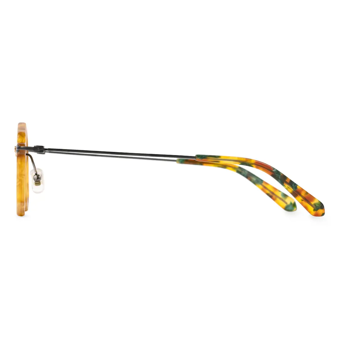 Side view of Union geometric titanium eyeglasses GT0332411 in yellow