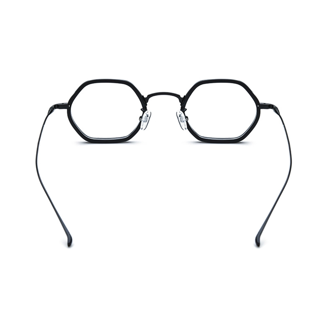 Back view of Riven colorful geometric acetate eyeglasses in black. SPU: GX0462509