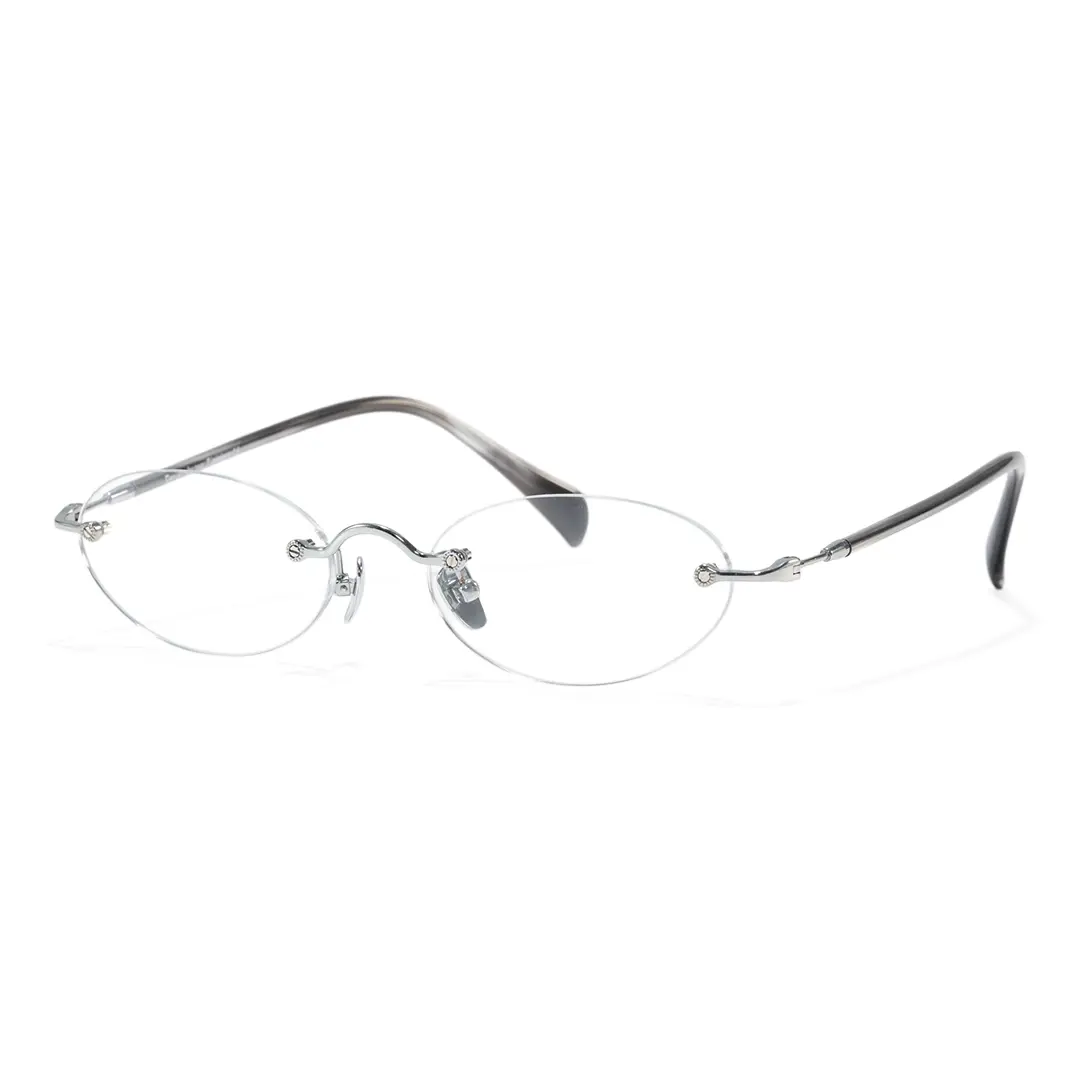 Angle view of Seraph vintage oval acetate eyeglasses OA0012604 in grey