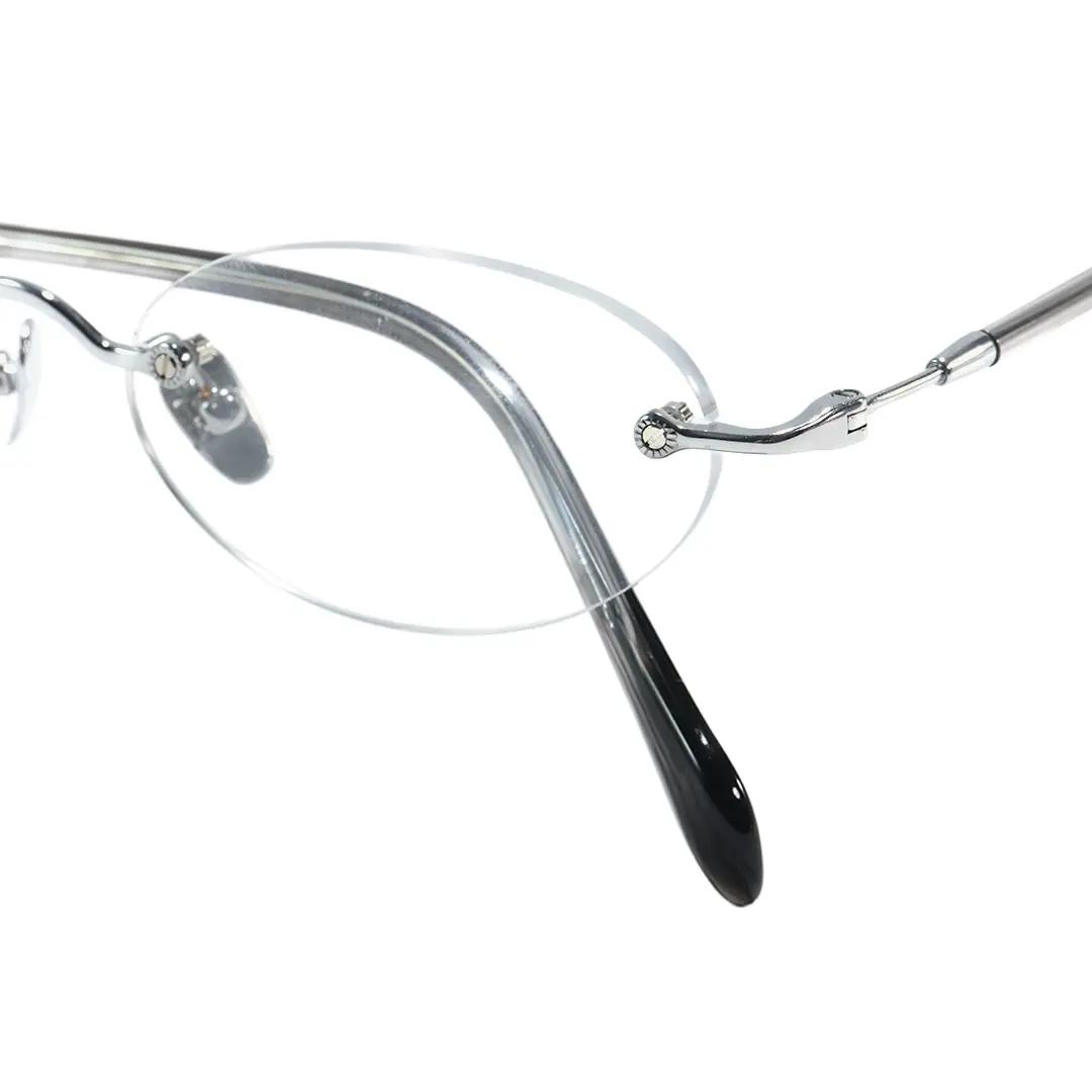 End piece detail of Seraph vintage oval acetate eyeglasses OA0012604 in grey