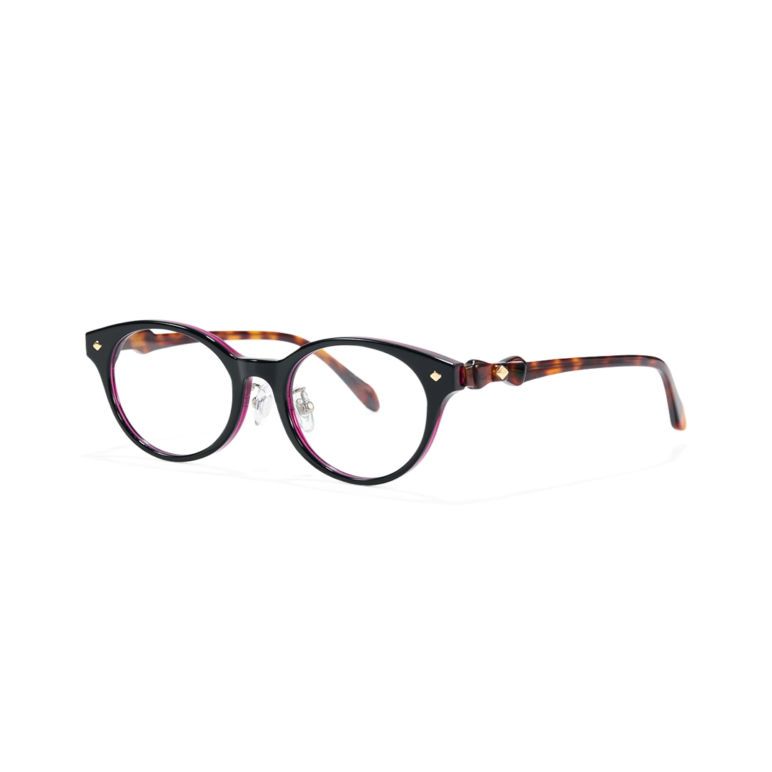Angle view of Grit nerd oval acetate eyeglasses OA0302501 in tortoise