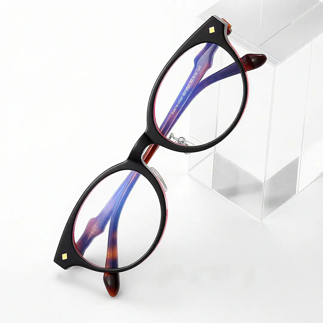 Scene close-up view of Grit nerd oval acetate eyeglasses OA0302501 in tortoise