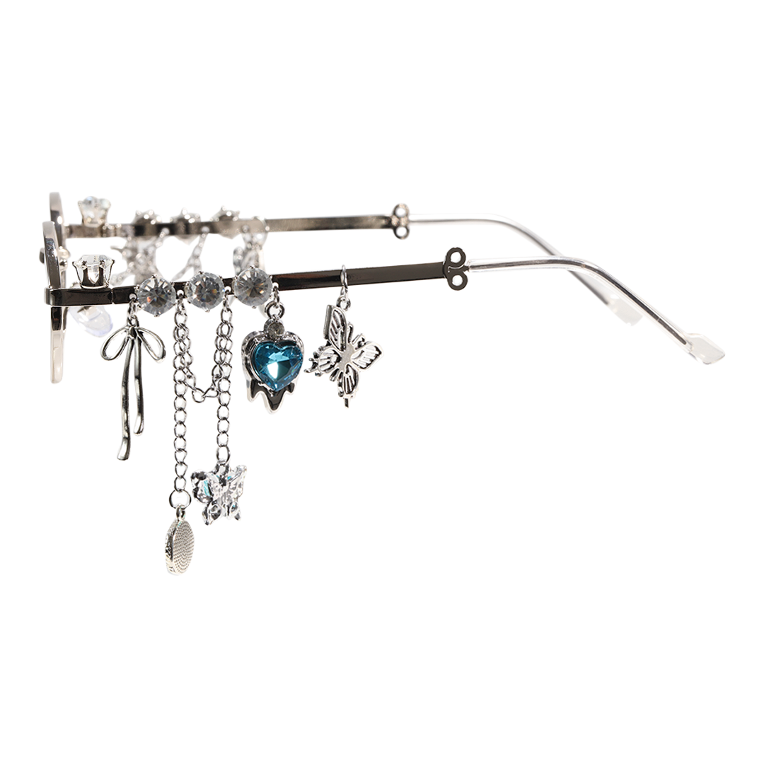 Side view of Eulalia oval metal eyeglasses OM0062511 in blue