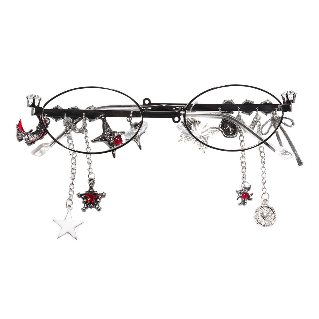 Front view of Eulalia y2k oval metal eyeglasses OM0062511 in red