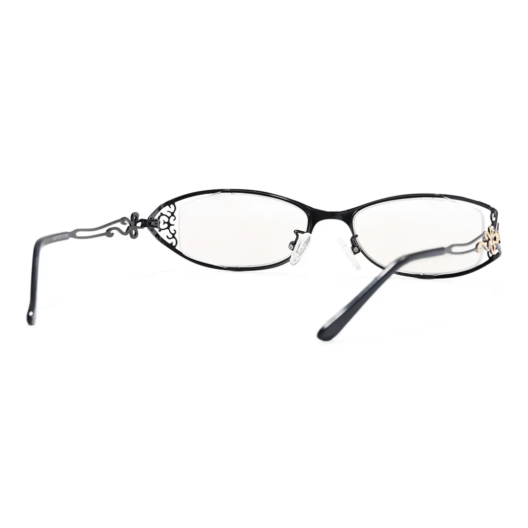 Back view of Marenna y2k oval metal eyeglasses OM0162604 in black