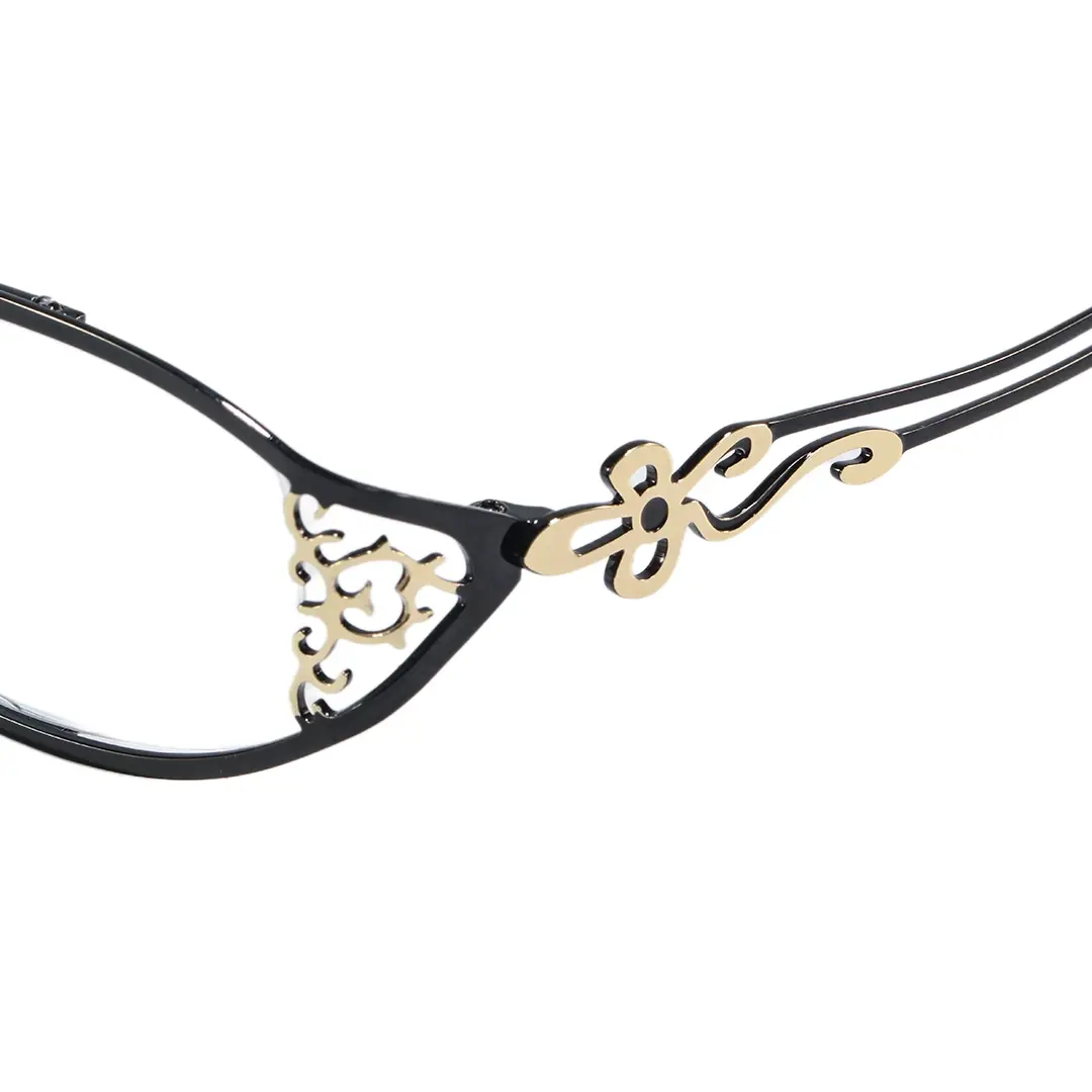 End piece detail of Marenna y2k oval metal eyeglasses OM0162604 in black