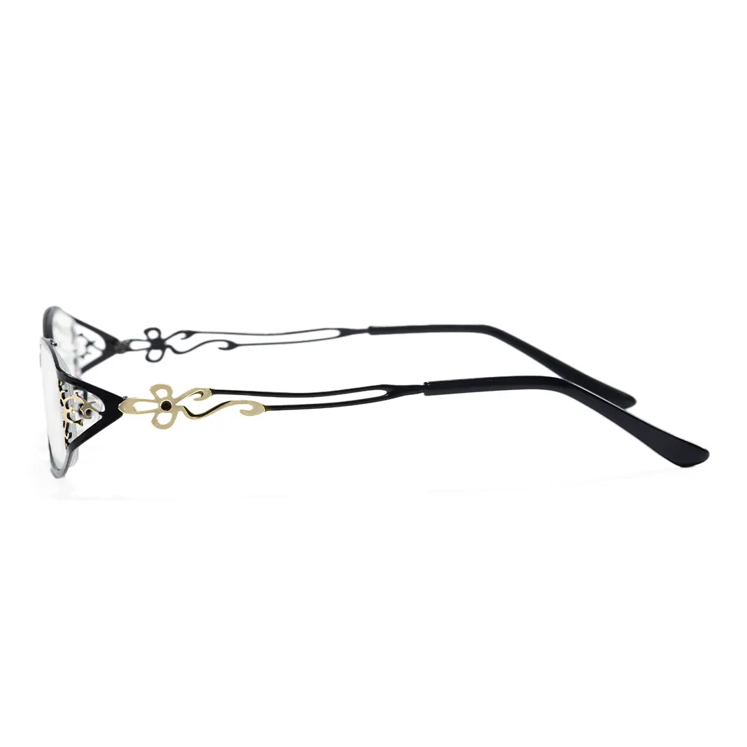 Side view of Marenna y2k oval metal eyeglasses OM0162604 in black