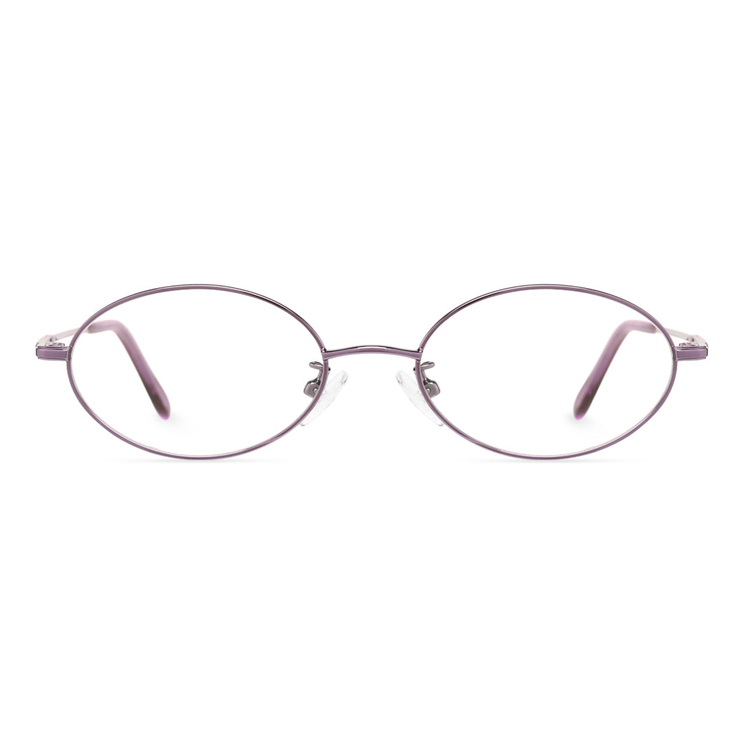 Front view of Garnet y2k oval metal eyeglasses OM0172410 in light purple
