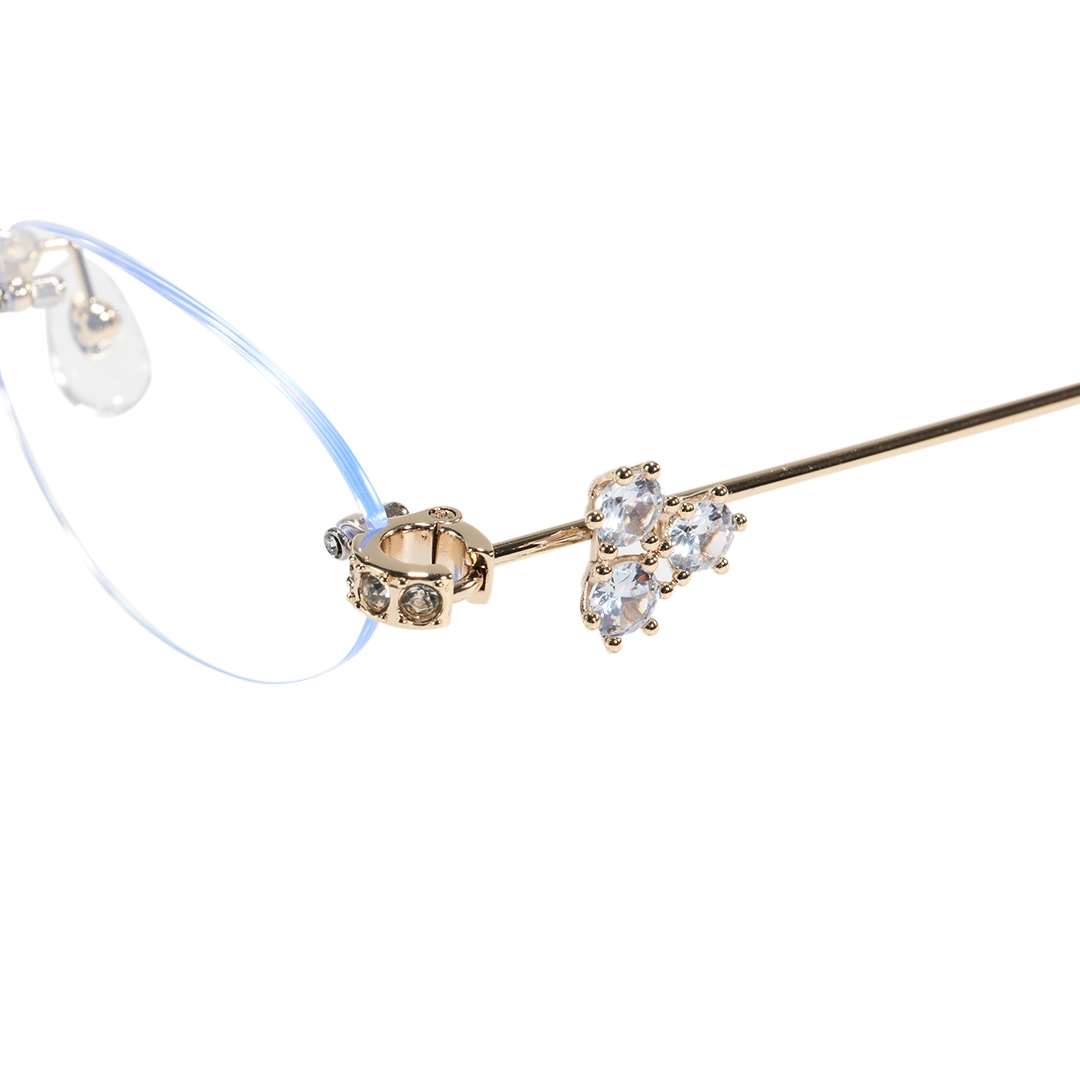 End piece detail of Ivana fashion oval metal eyeglasses OM0172601 in gold