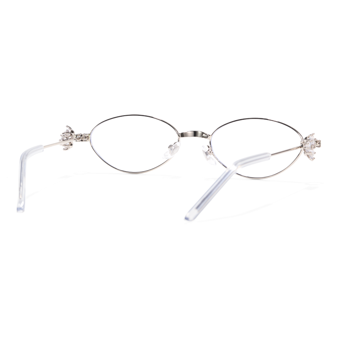Back view of Arla y2k oval tr90 eyeglasses OM0252601 in silver