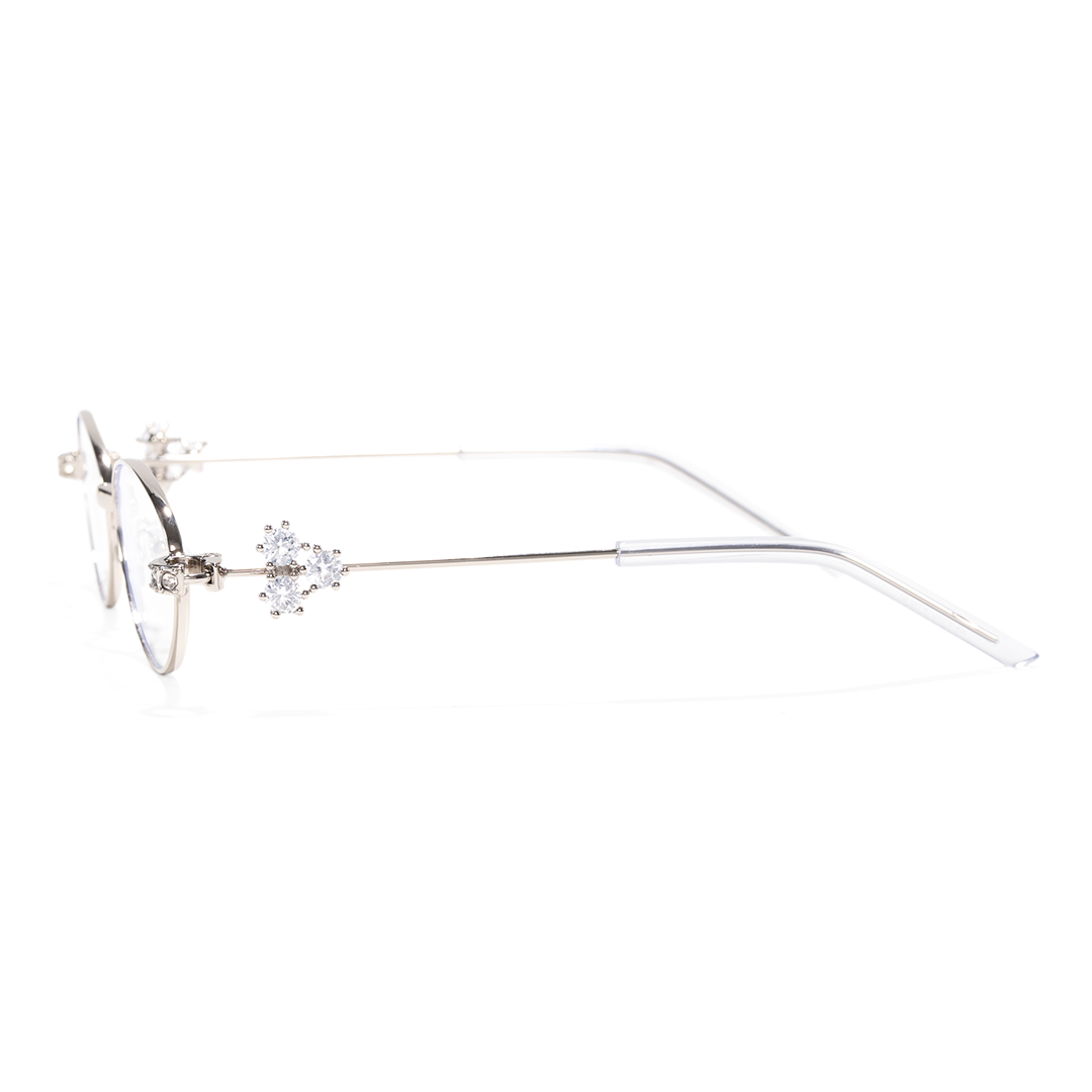 Side view of Arla y2k oval tr90 eyeglasses OM0252601 in silver