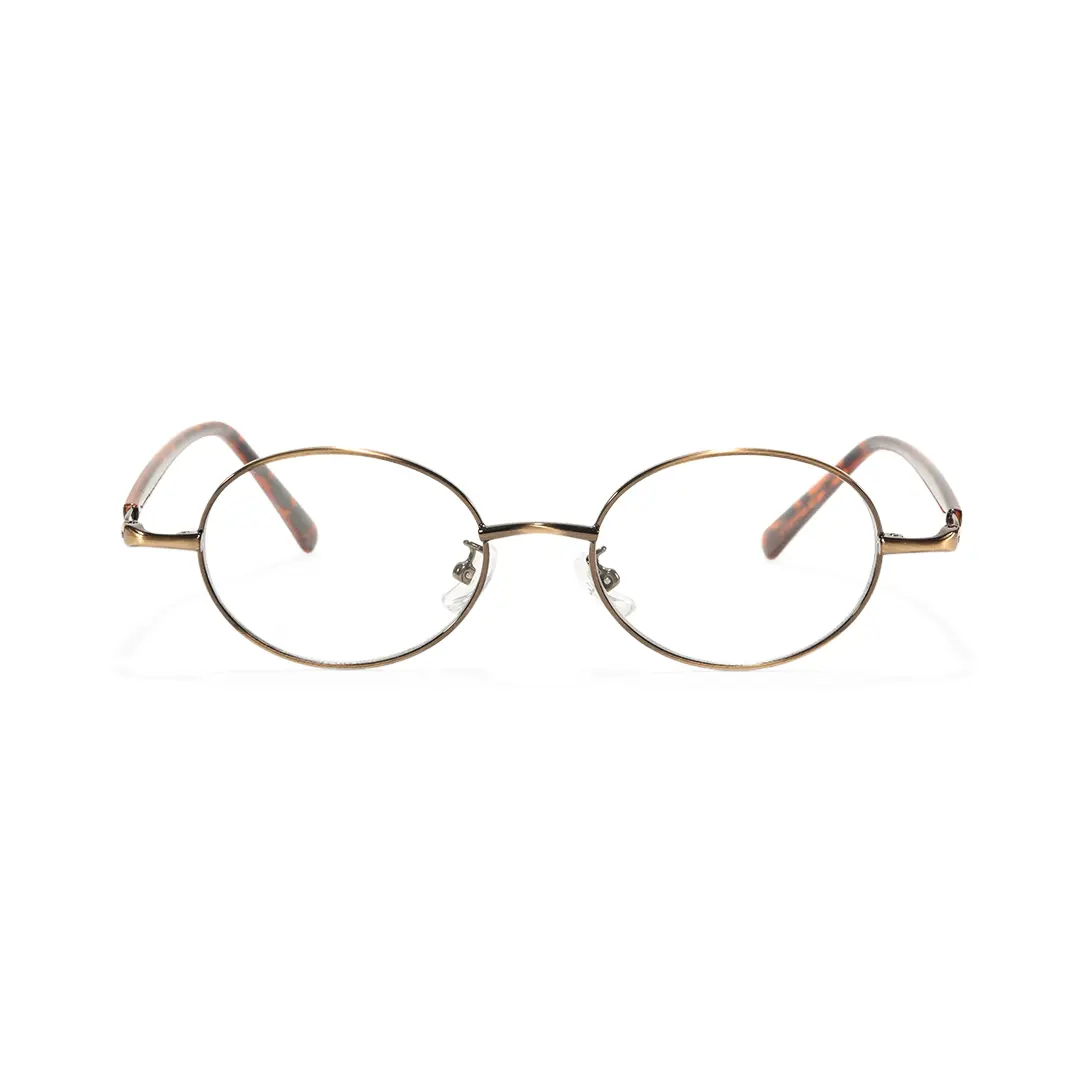 Front view of Marlow oval metal eyeglasses OM0272508 in brown