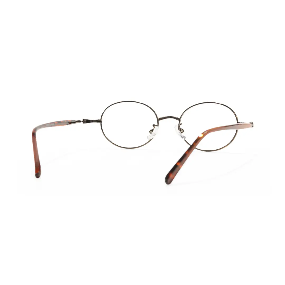 Back view of Marlow y2k oval metal eyeglasses in brown. SPU: OM0272508