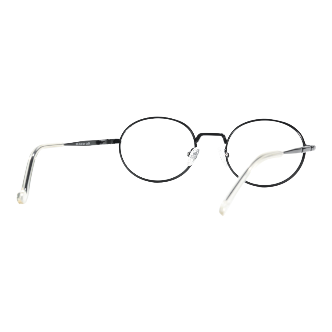 Back view of Bongrt oval metal eyeglasses OM0302410 in black