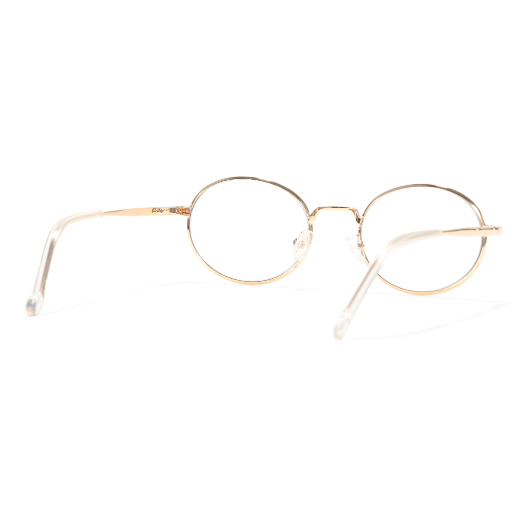 Back view of Bongrt oval metal eyeglasses OM0302410 in gold