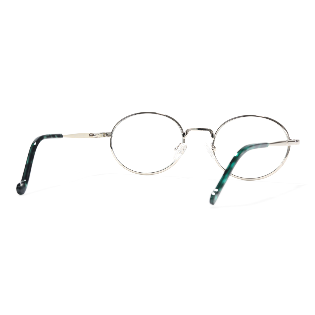 Back view of Bongrt oval metal eyeglasses OM0302410 in silver