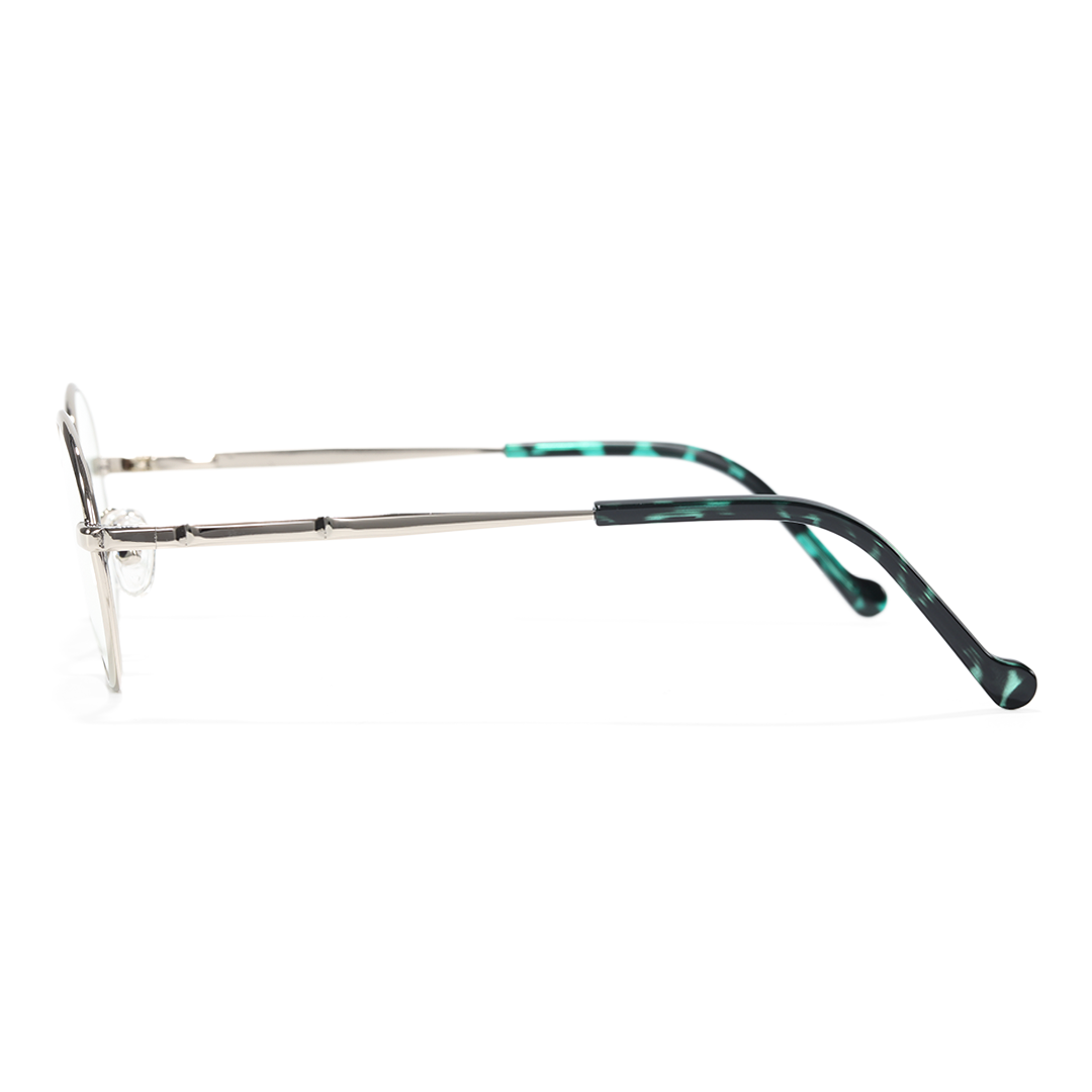 Side view of Bongrt oval metal eyeglasses OM0302410 in silver
