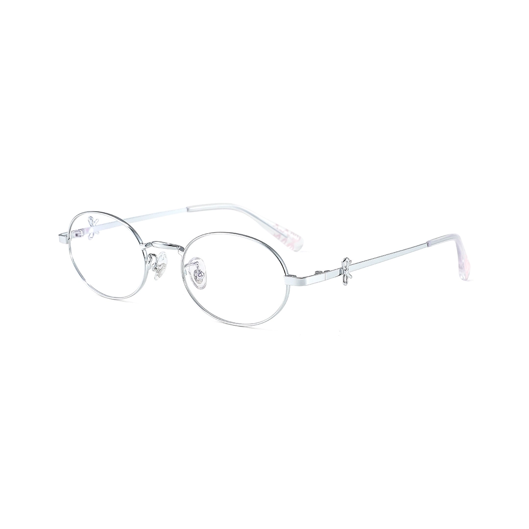 Angle view of Pipa oval metal eyeglasses OM0352512 in silver