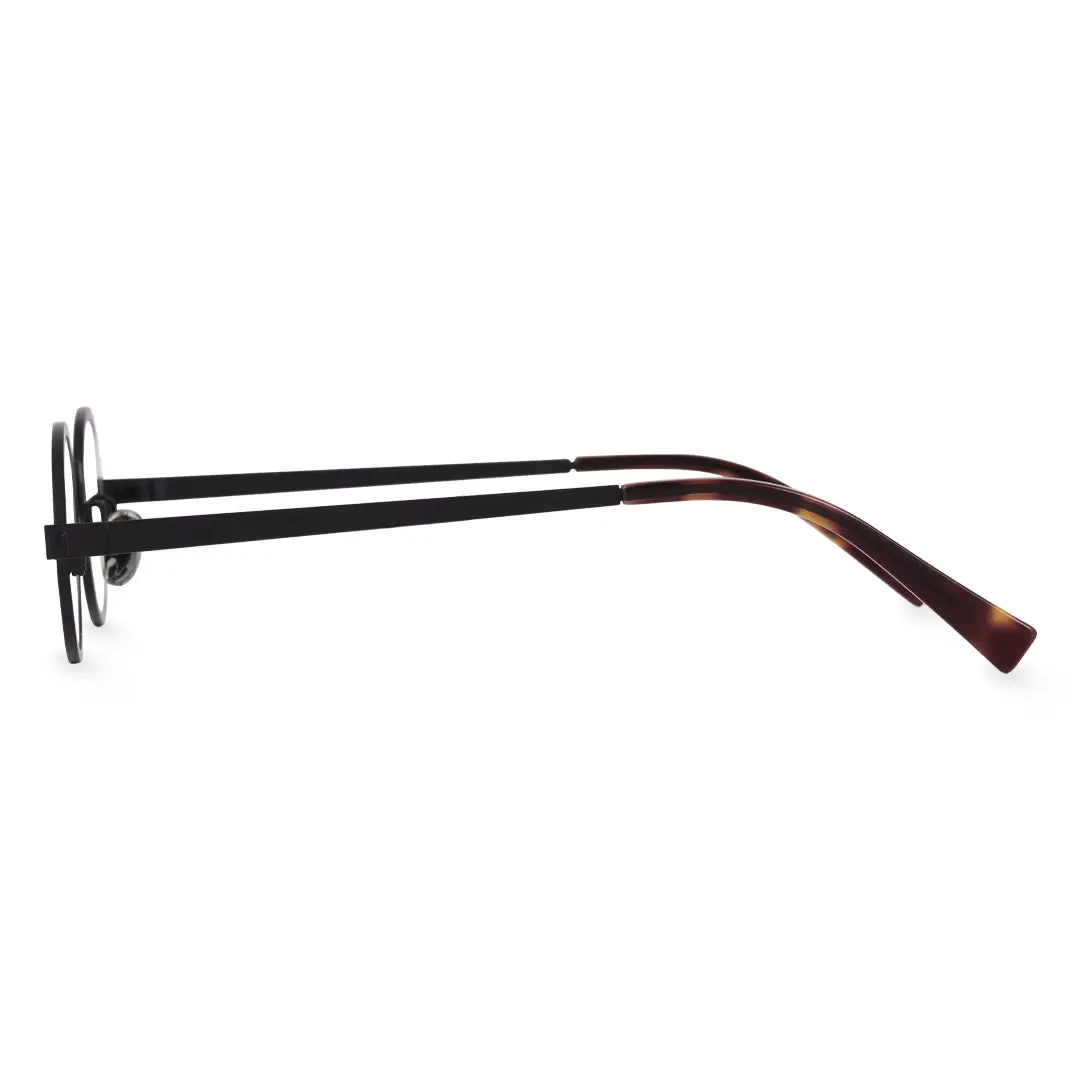 Side view of Tonny vintage oval metal eyeglasses OM0592302 in black