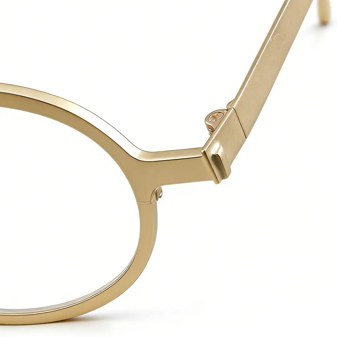 End piece detail of Tonny vintage oval metal eyeglasses OM0592302 in gold