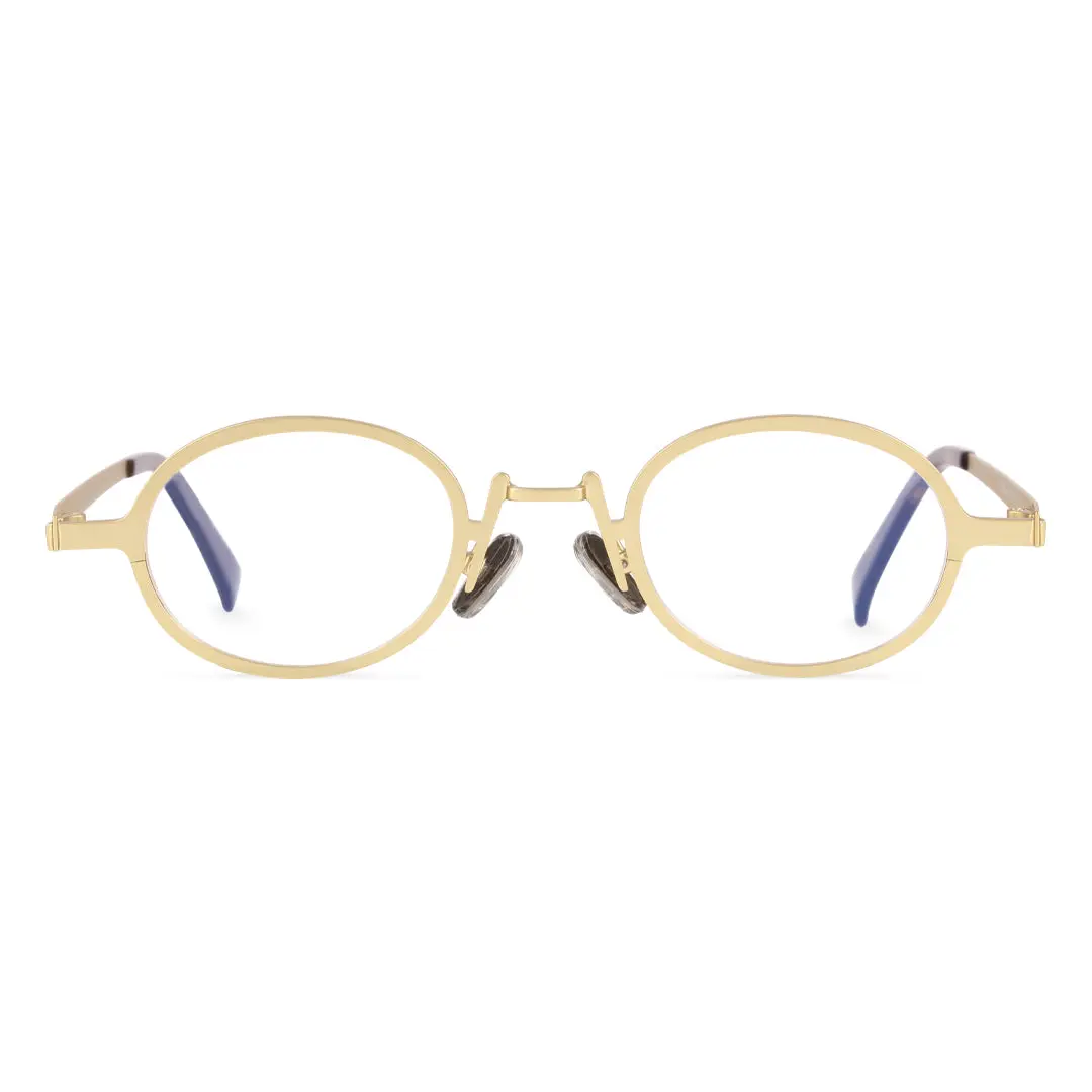 Front view of Tonny vintage oval metal eyeglasses OM0592302 in gold