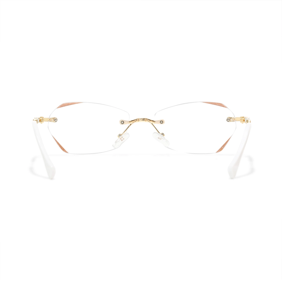 Back view of Jala oval metal eyeglasses OP0012503 in gold