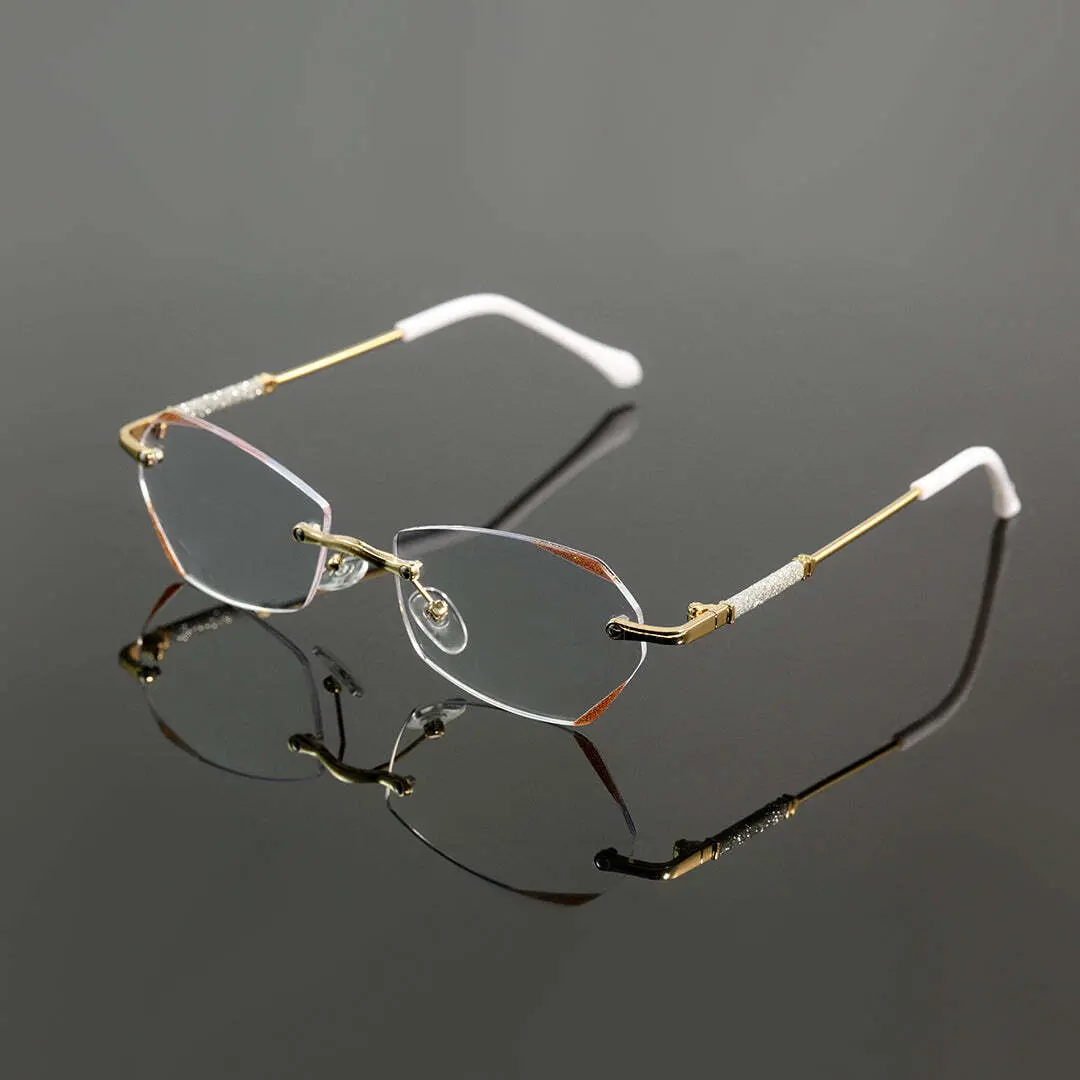 Scene close-up view of Jala oval metal eyeglasses OP0012503 in gold
