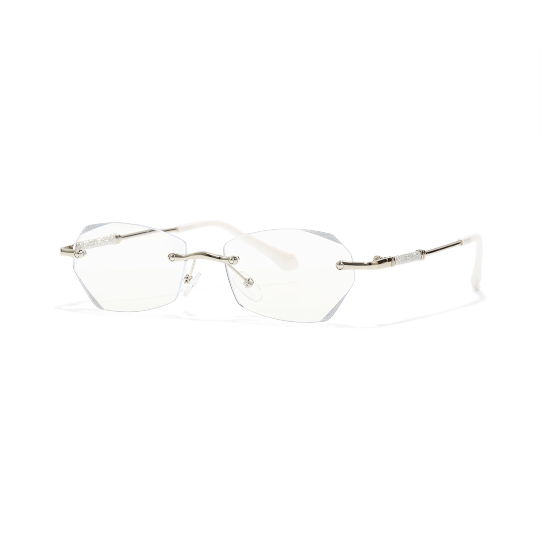 Angle view of Jala oval metal eyeglasses OP0012503 in silver