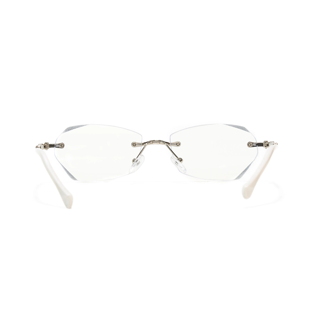 Back view of Jala oval metal eyeglasses OP0012503 in silver