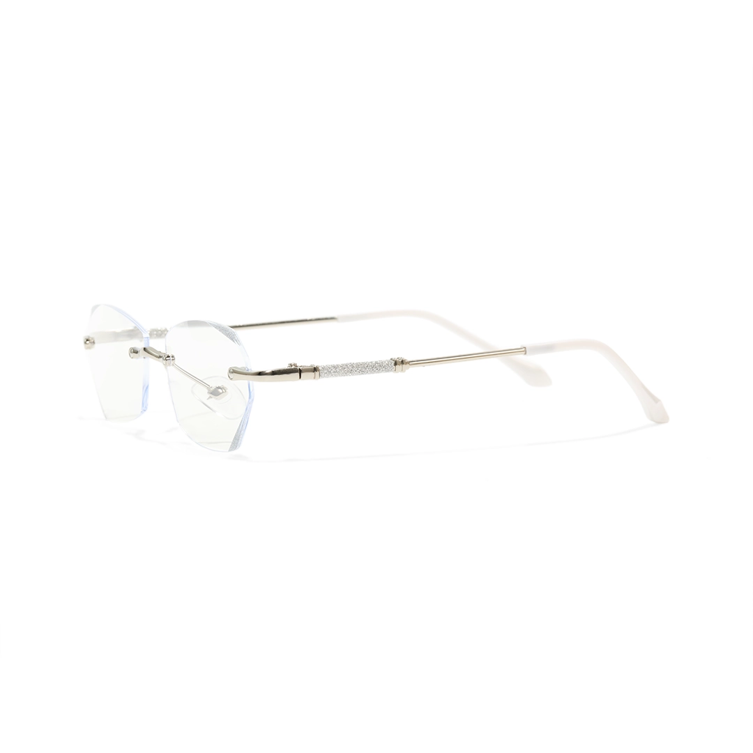 Side view of Jala oval metal eyeglasses OP0012503 in silver